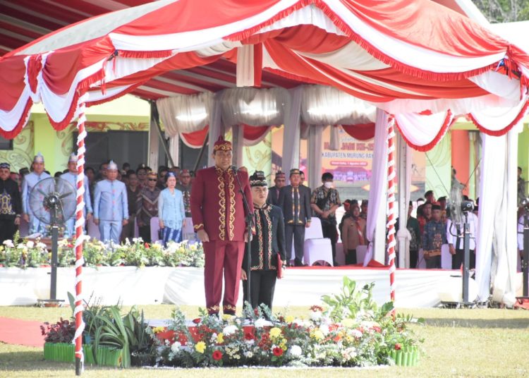 Wagub Kalteng Pimpin Upacara Peringatan Hari Jadi ke-21 Kabupaten Murung Raya. (Photo/ist)